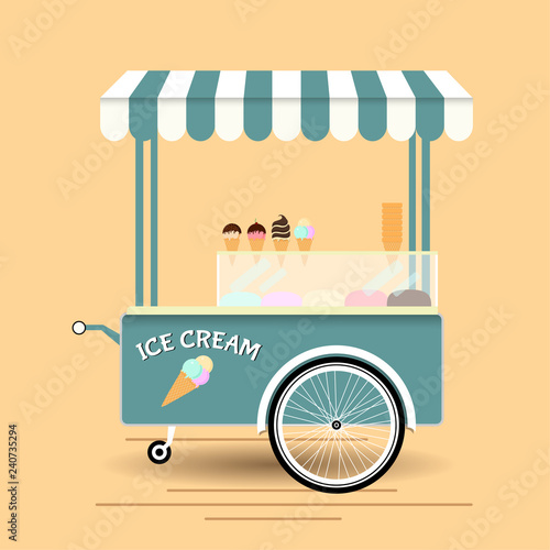 Ice cream bicycle cart vintage design