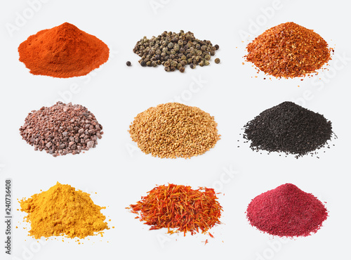 Fototapeta Naklejka Na Ścianę i Meble -  Different kinds of spices on white background