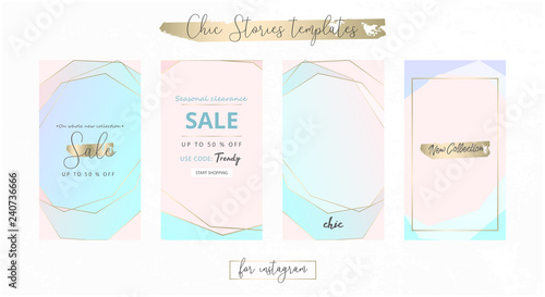 Editable Instgram Stories Social Media Trendy Chic Gold Templates