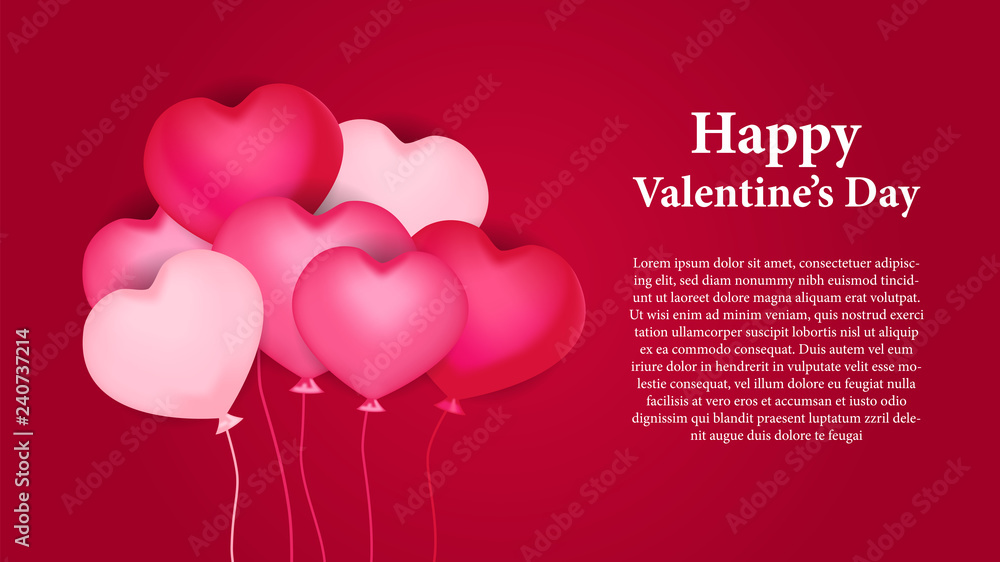 Happy Valentine's day romance love banner template. Vector illustration