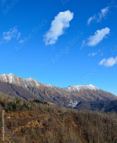 The early December mountain landscape near Montemaggiore in Friul Venezia Giulia, north east Italy