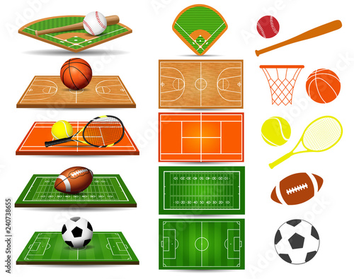 Sport fields, balls and design elements