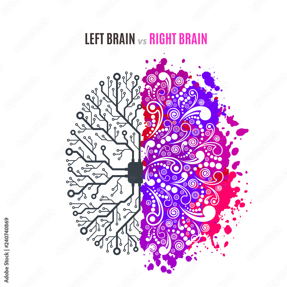 left and right brain concept - obrazy, fototapety, plakaty 