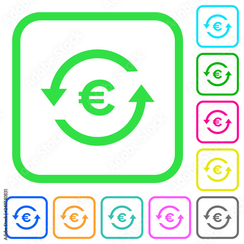 Euro pay back vivid colored flat icons