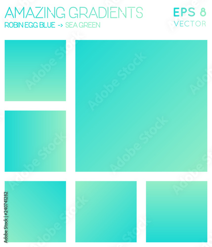 Colorful gradients in robin's egg blue and sea green color tones. Actual gradient background, imaginative vector illustration.