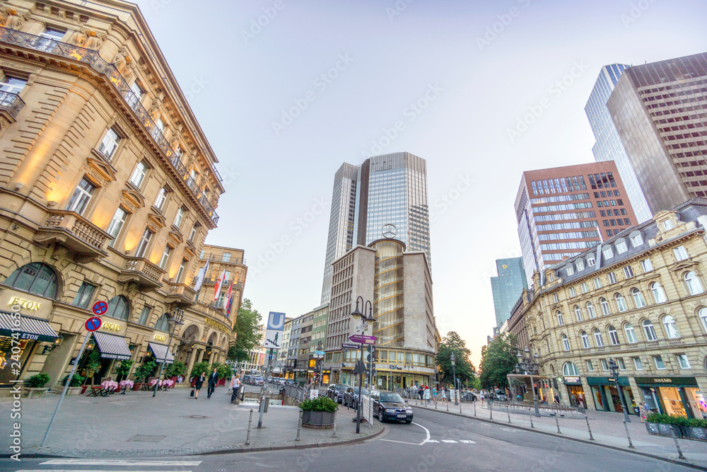 Frankfurt downtown with Mercedes Building and Eurotower