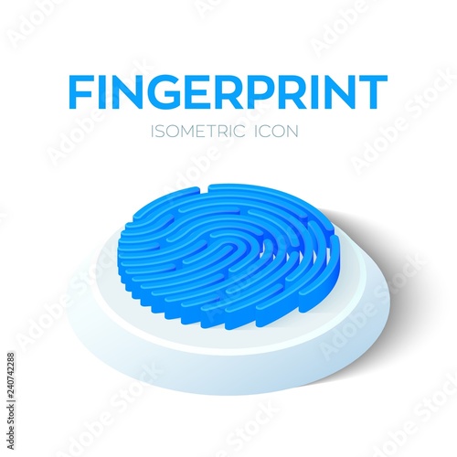 Fingerprint Scan Icon. 3D Isometric Finger print sign. Biometric identification. Created For Mobile, Web, Decor, Print Products, Application. Perfect for web design and banner Vector Illustration.