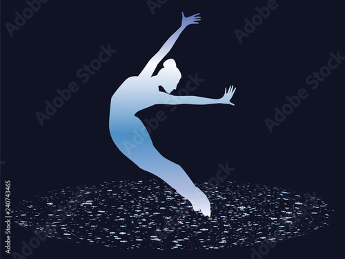 Ice skating woman - figure skating - beautiful abstract background - vector