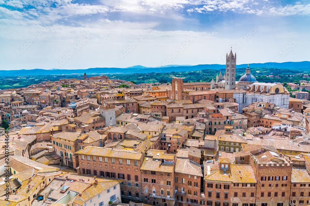 Siena cityscape in sunny day