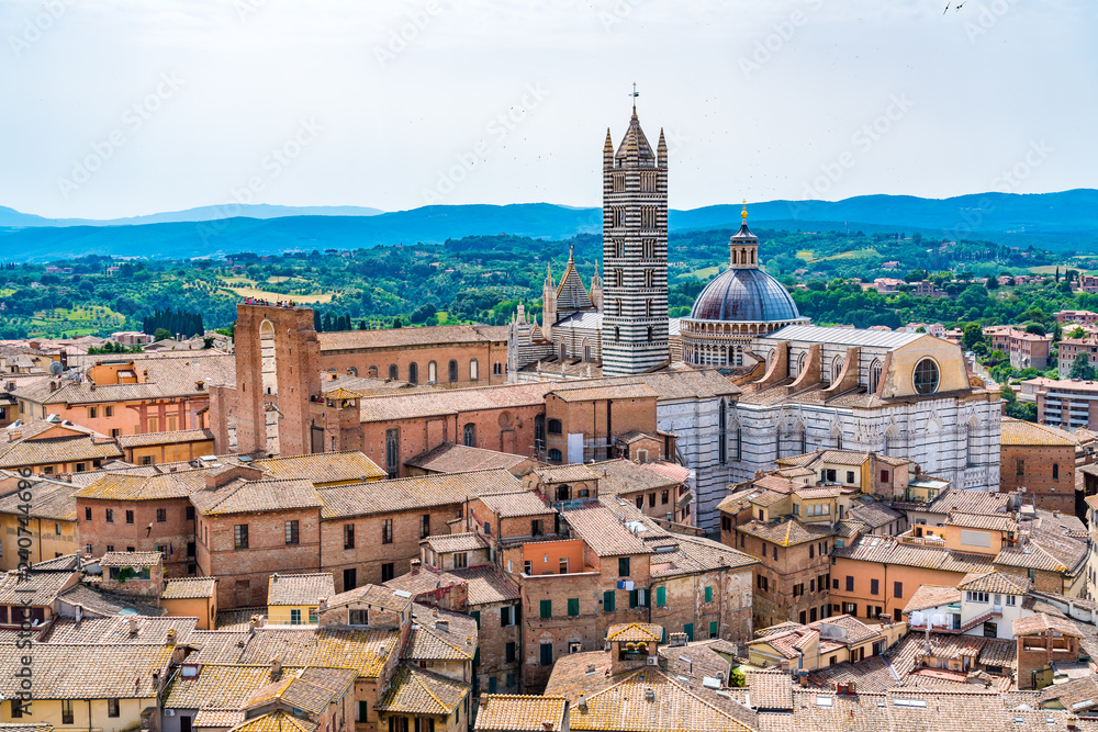 Aerial view of The Siena Cathedral