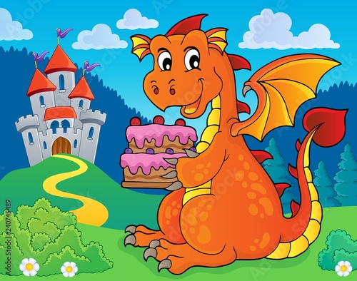 Dragon holding cake theme image 3