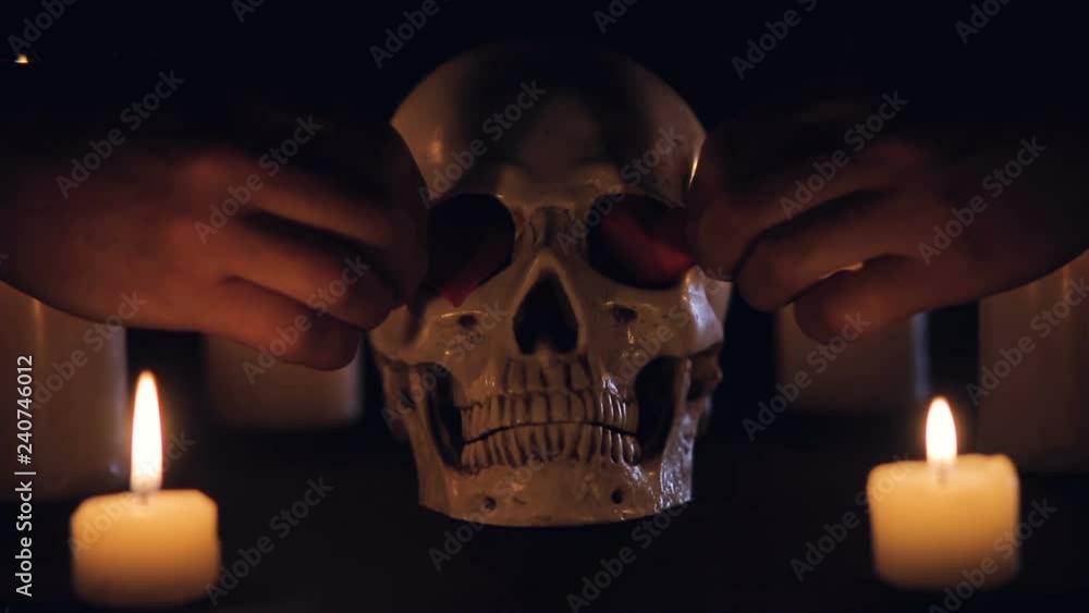 Magic ritual with skull and hearts Magic ritual with skull and hearts
