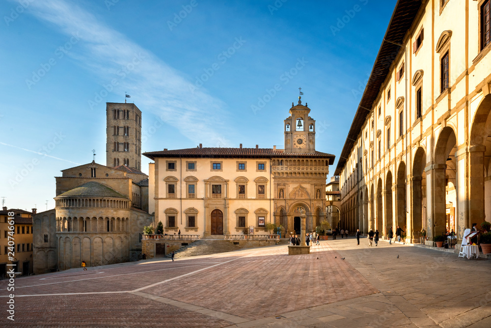 Arezzo: Piazza Grande the main square of  Arezzo city, Tuscany, Italy