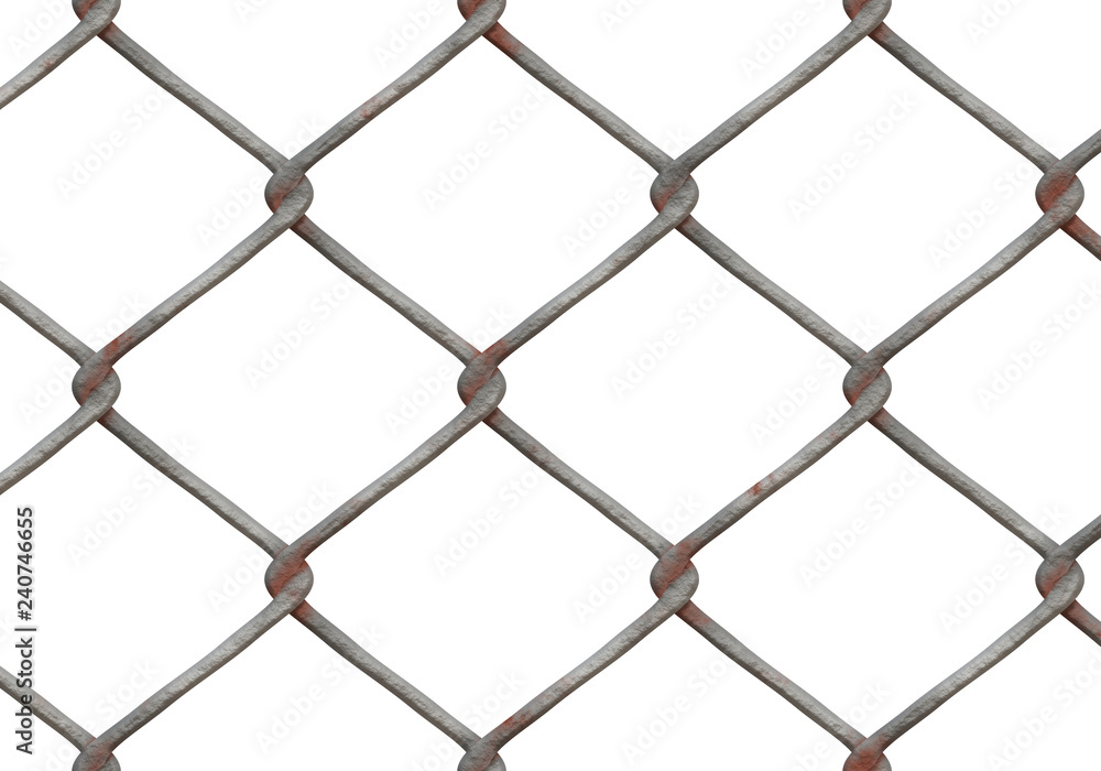 Fototapeta premium chainlink fence with rust isolated