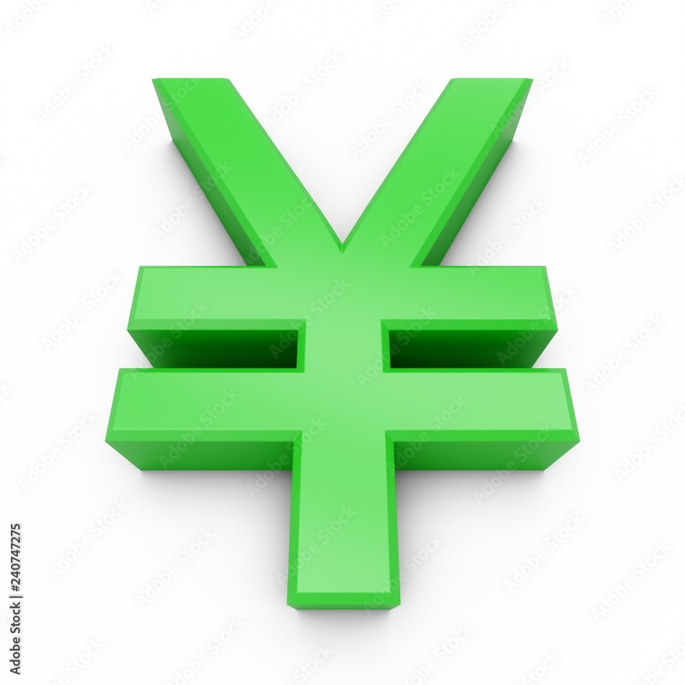 3D Rendering Green Japanese yen Sign isolated on white background 3D Rendering Green Japanese yen Sign isolated on white background