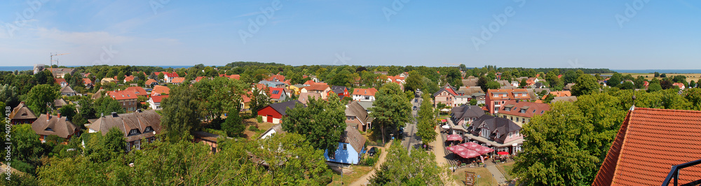 Aerial view of Wustrow, a town at Fischland, Germany
