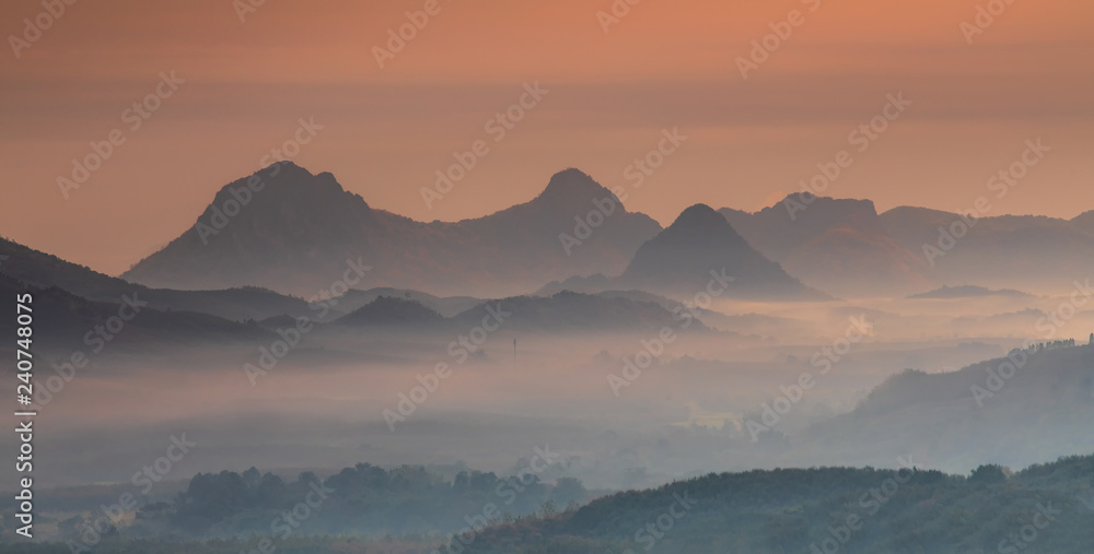 Landscape  of beautiful  mountain in the morning in Loei province  Thailand.