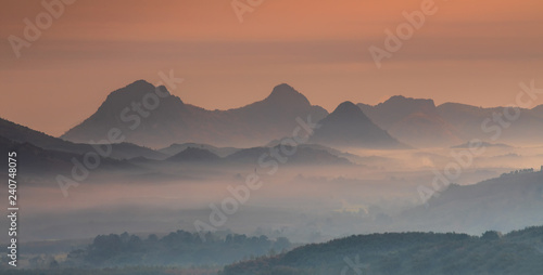 Landscape of beautiful mountain in the morning in Loei province Thailand.