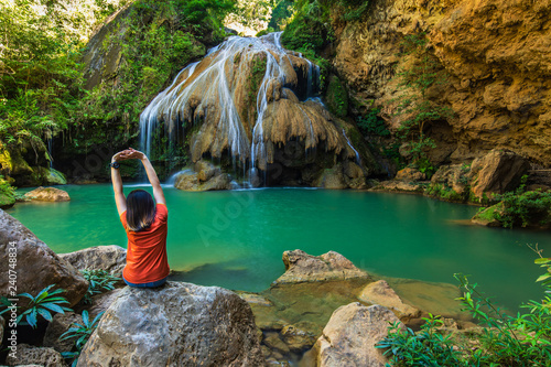 Koh-Laung waterfall, Beautiful waterwall in Mae Ping national park  Lamphun  province, ThaiLand. photo