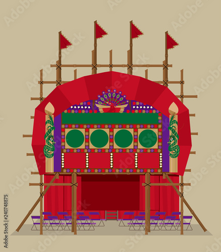 Vector illustration of a Cantonese Opera bamboo theatre