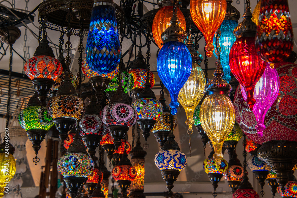 Colorful Turkish glass hanging lamps, lanterns Stock-Foto | Adobe Stock