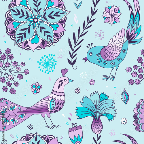 Seamless pattern with floral romantic elements. Vector illustration. Endless texture for season spring and summer design. Can be used for wallpaper  textile  gift wrap  greeting card background.