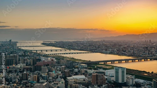 Day to night sunset timelapse of Osaka from Umeda Sky. ProRes 422 in 4k