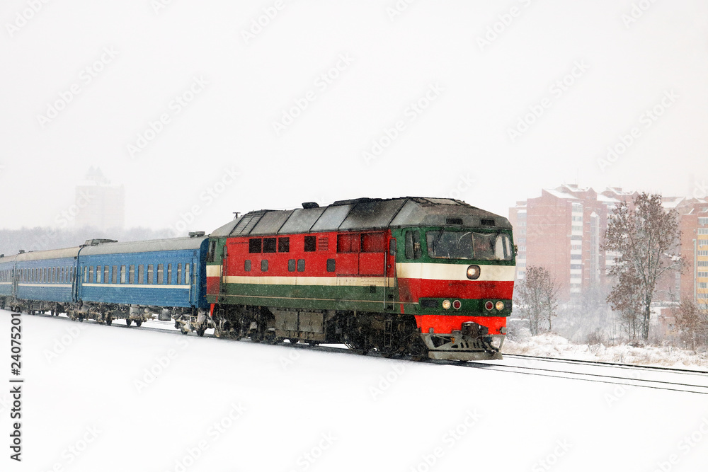 Obraz premium train in the snow