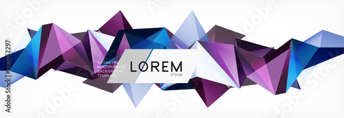 Triangle 3d polygonal art style. Future geometric design. Vector geometry futuristic illustration