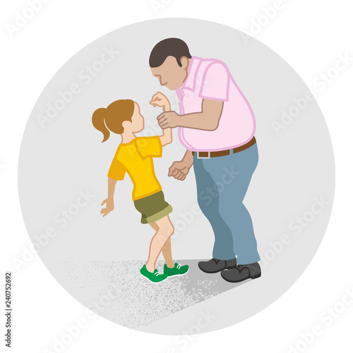 Little girl who is grabbed her arm by the adult man - Child Abuse concept art