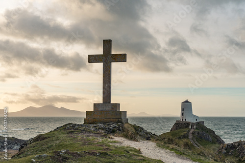 The Llanddwyn island lighthouse, Twr Mawr at Ynys Llanddwyn on Anglesey, North Wales.