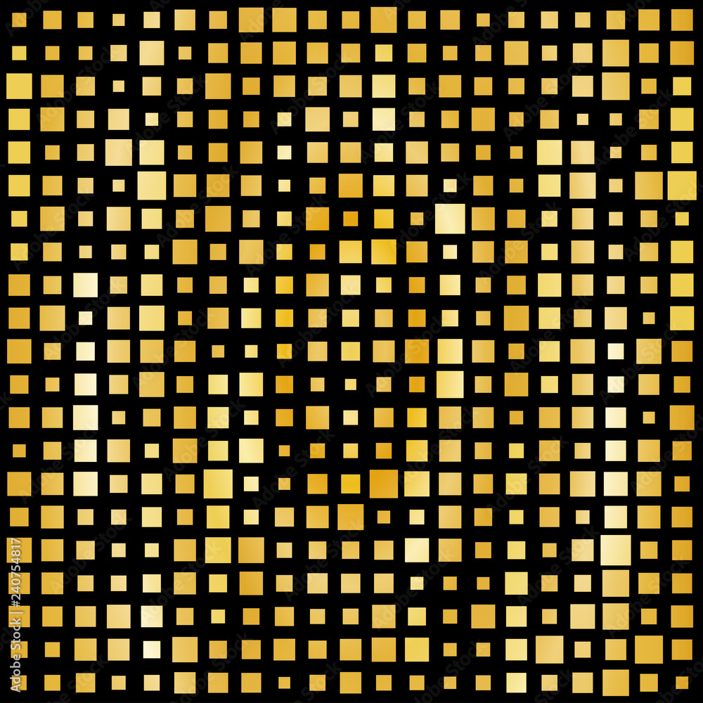 Abstract gold bright background with square shapes