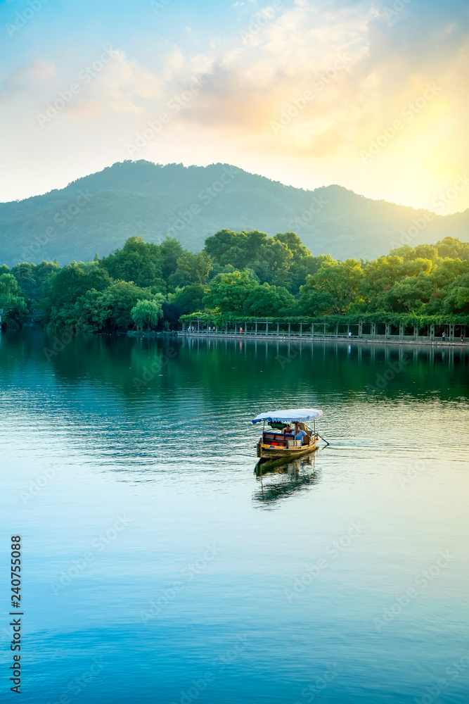 The Beautiful Landscape of West Lake in Hangzhou..