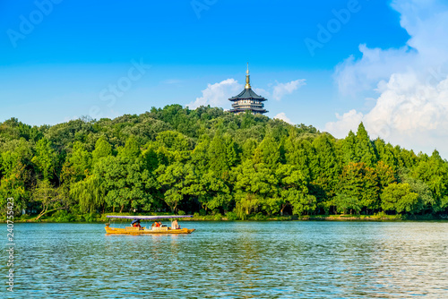 The Beautiful Landscape of West Lake in Hangzhou.. photo