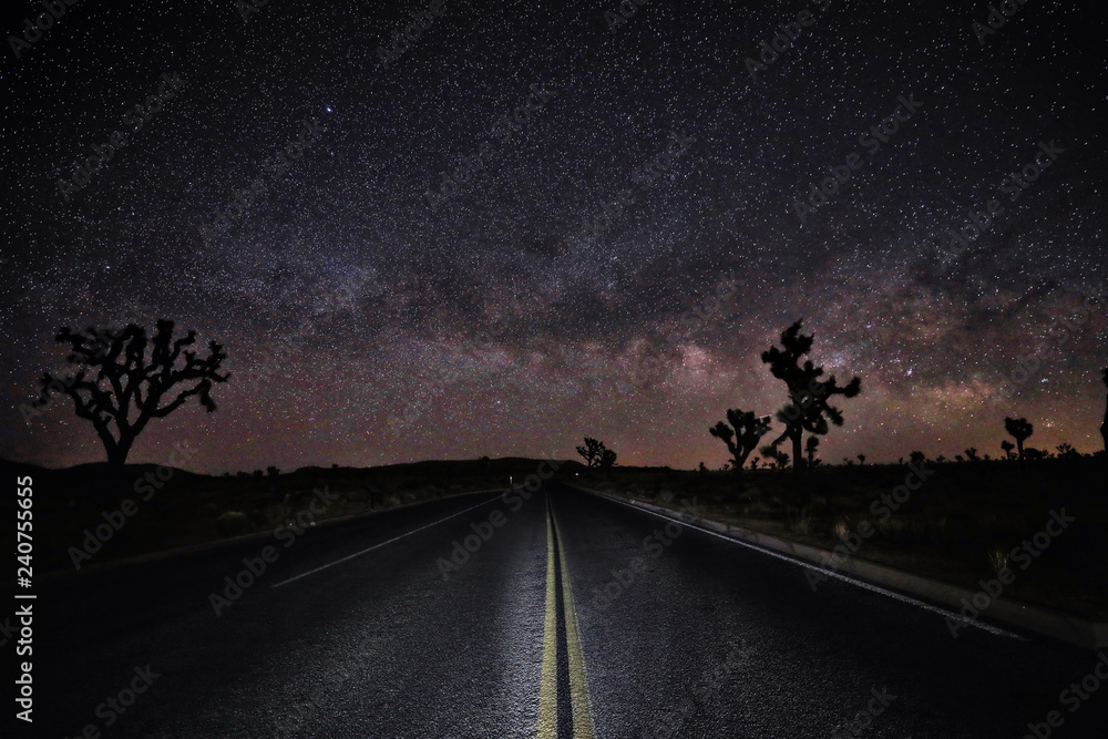 Milky Way Core with Road in the Desert of Joshua Tree National Park