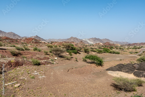 Mountain biking trail in Hatta, an enclave of Dubai in the Hajar Mountains, United Arab Emirates