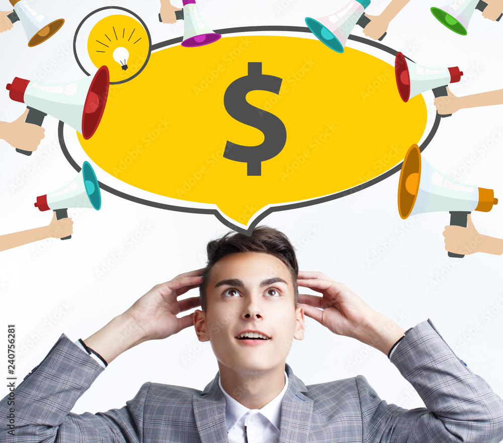 Business, technology, internet and networking concept. The young entrepreneur got the innovative idea: