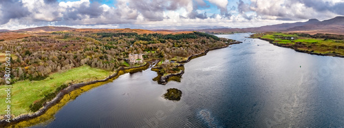 Aerial autumn view of Dunvegan Castle, Isle of Skye photo