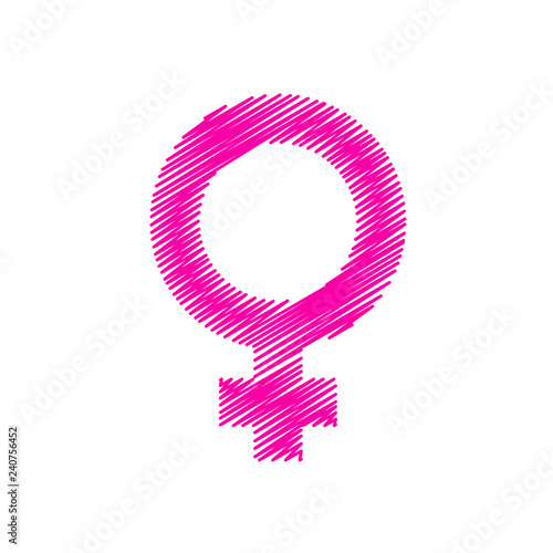 Icono plano símbolo femenino con garabato en color rosa