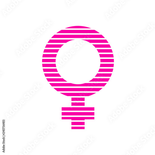 Icono plano símbolo femenino rosa con lineas blancas horizontales