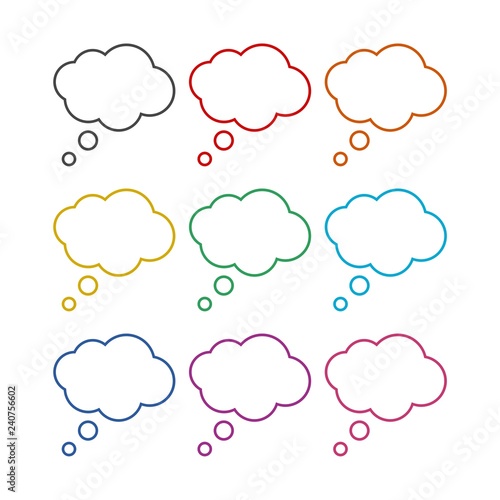 Thought cloud, Thought cloud icon or logo, color set