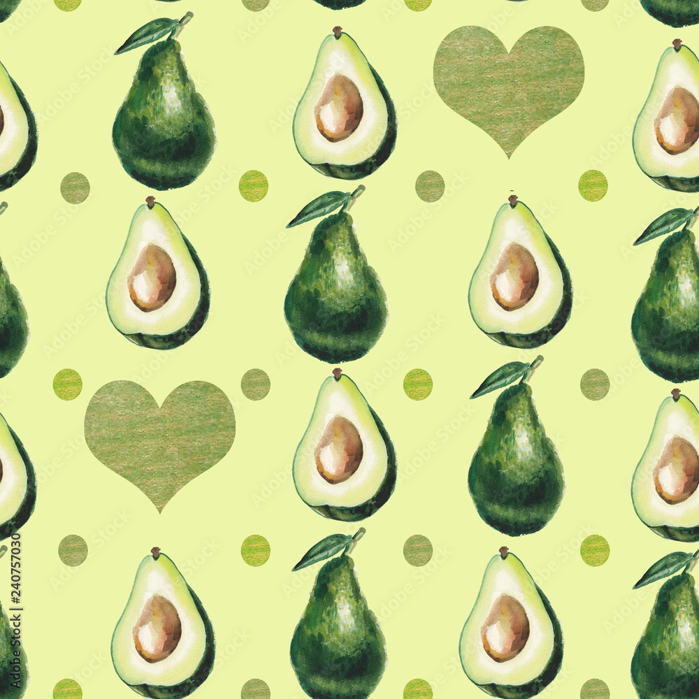 Watercolor avocado pattern Watercolor avocado pattern