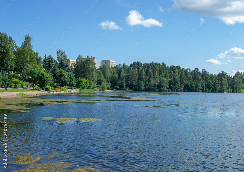 Landscape of kuopio lakes at sunny day