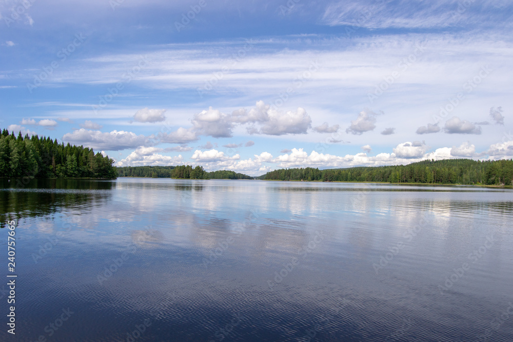 Landscape of the lakes in Kuopio Finland at sunny day summer