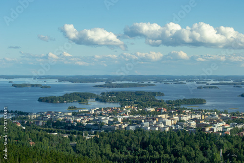 Landscape of Kuopio from a tower in a sunny day at summer full of nature © Maria