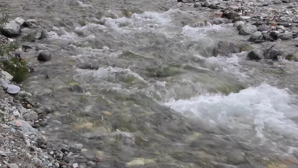 The swift current of a mountain river with stone The swift current of a mountain river with stone