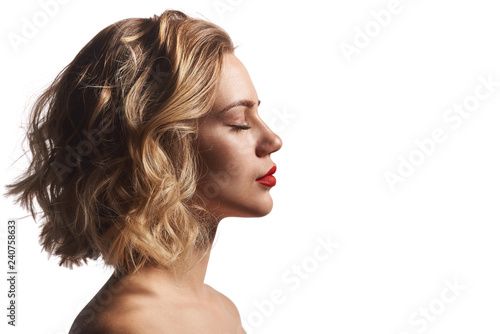 Profile of a beautiful woman with closed eyes