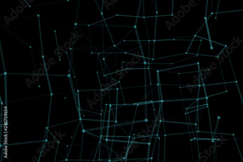 Blockchain technology concept. Big data visualization. 3D illustration. Distributed register technology