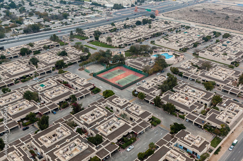 Tennis courts at Palma Spring Village, Dubai, United Arab Emirates