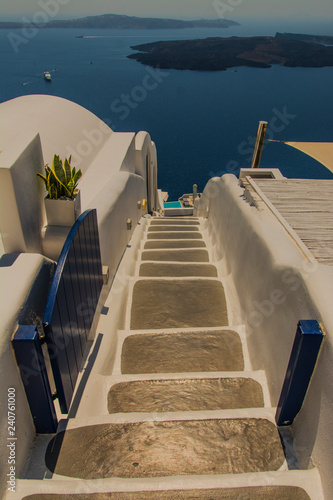 Santorini Fira, Greece - stairway in the center